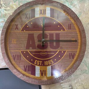 New Sealed Arizona State Sun Devils Wood Wall Clock 11.5" FOCO Team Beans